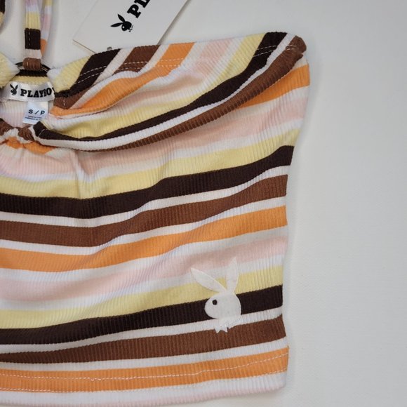 NWT! PLAYBOY Multicolored Striped Tank Tube Top Size Large - Picture 3 of 4